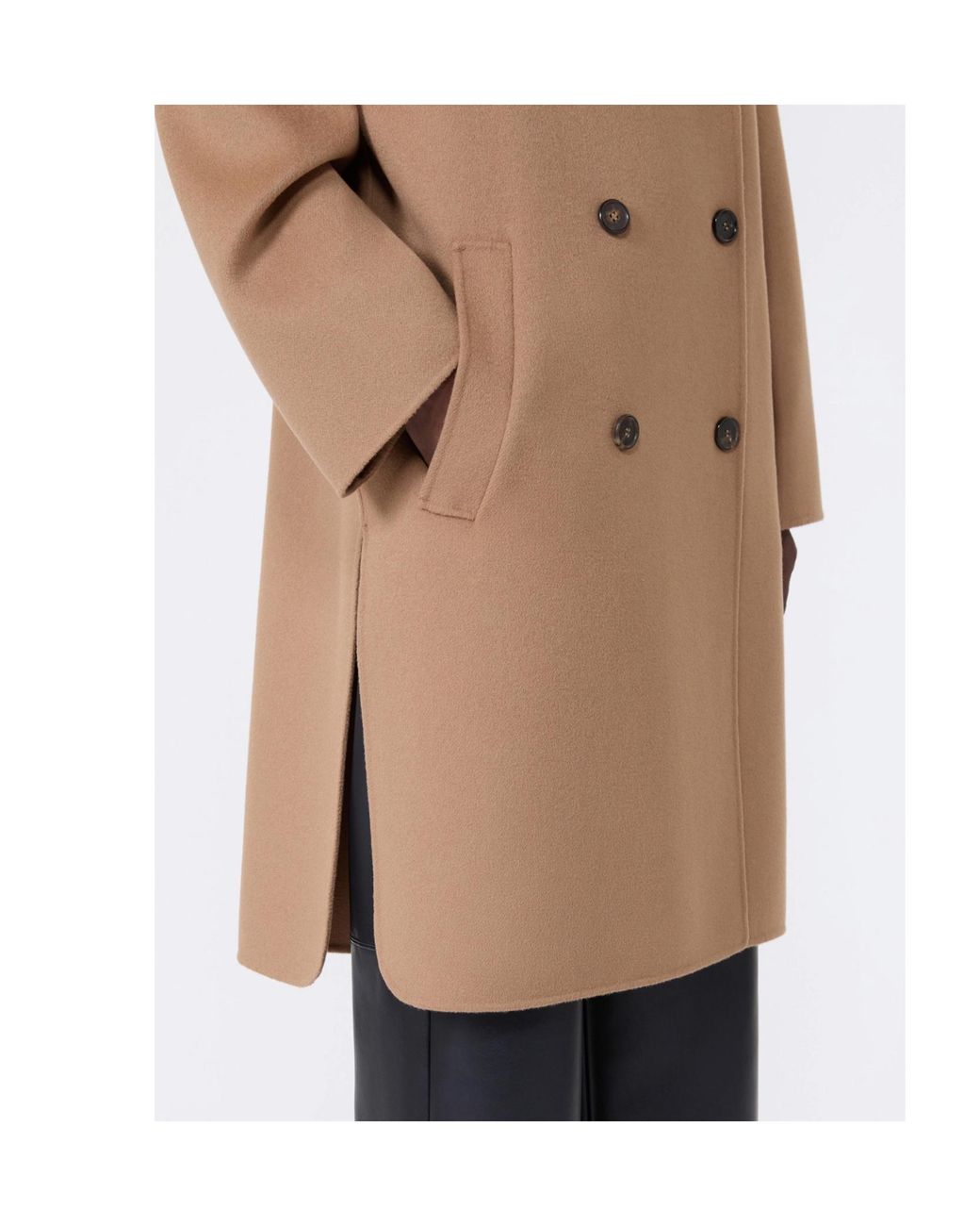 Max Mara Natural Virgin Wool Double Breasted Coat