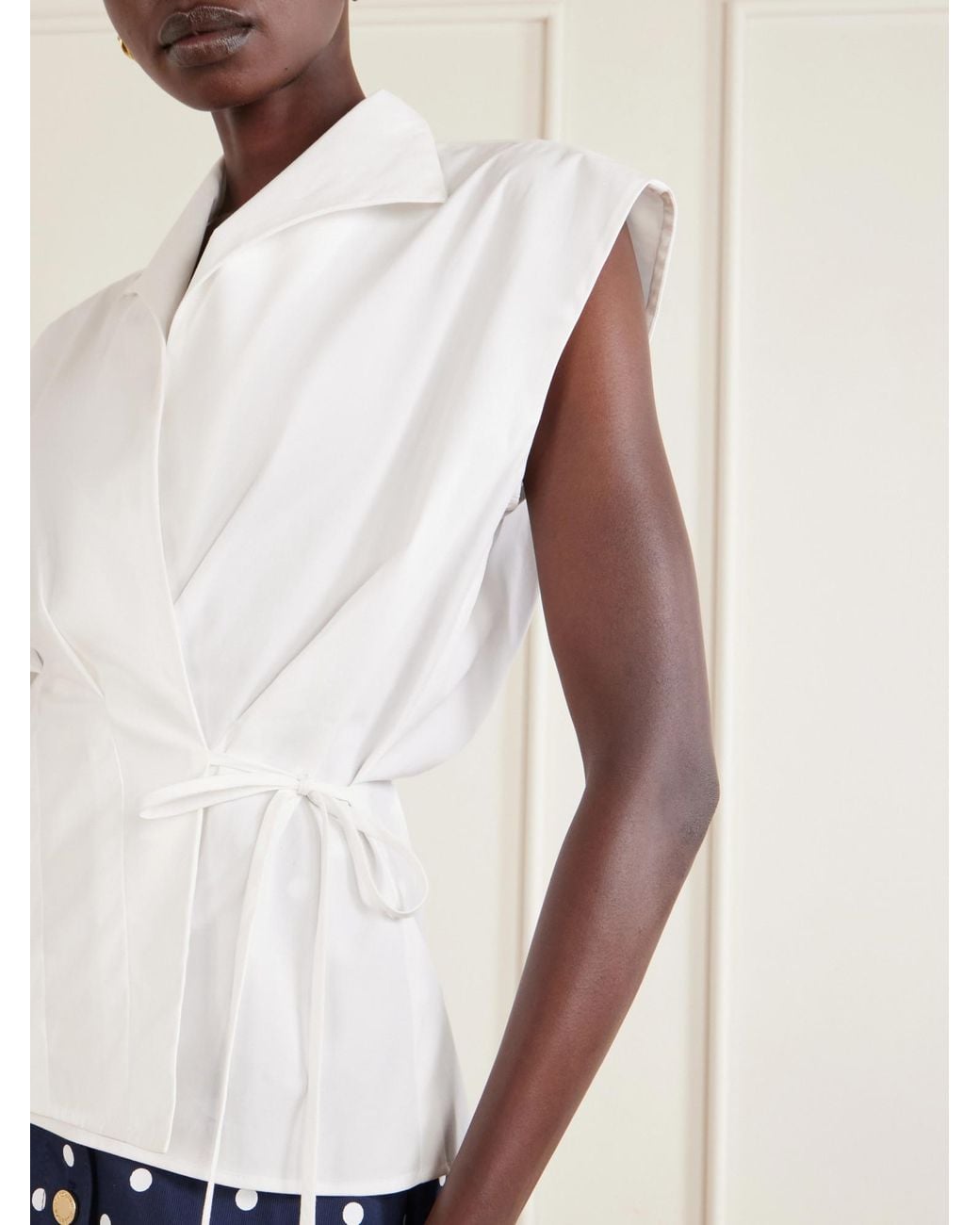Carolina Herrera White Cotton-Blend Shirt