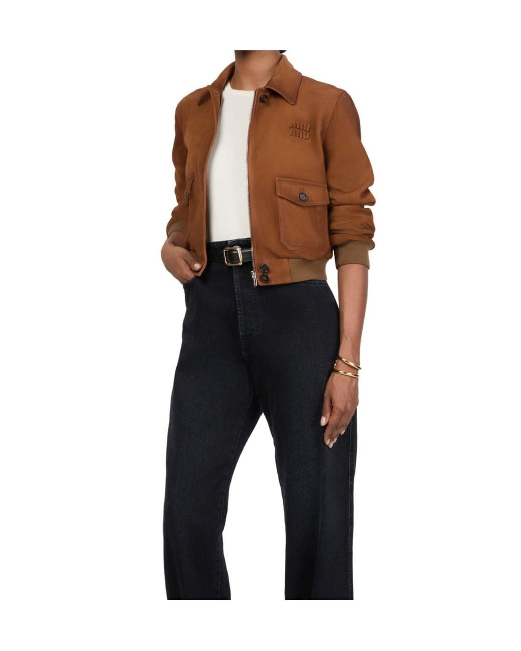 Miu Miu Brown Lapel Long-Sleeved Casual Jacket