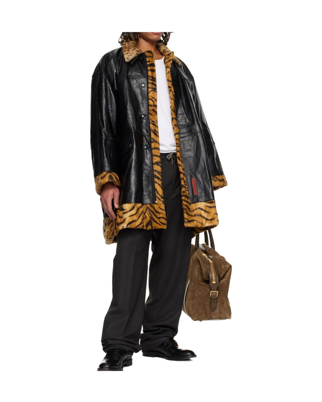 Martine Rose Black Leather Coat
