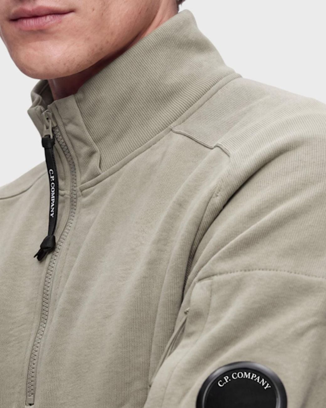 C P Company Gray Lens-Detail Quarter-Zip Sweater for men