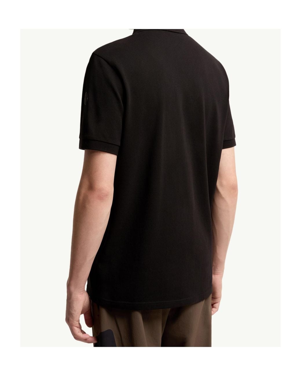 Moncler Black Logo Patch Short-Sleeved Polo Shirt for men