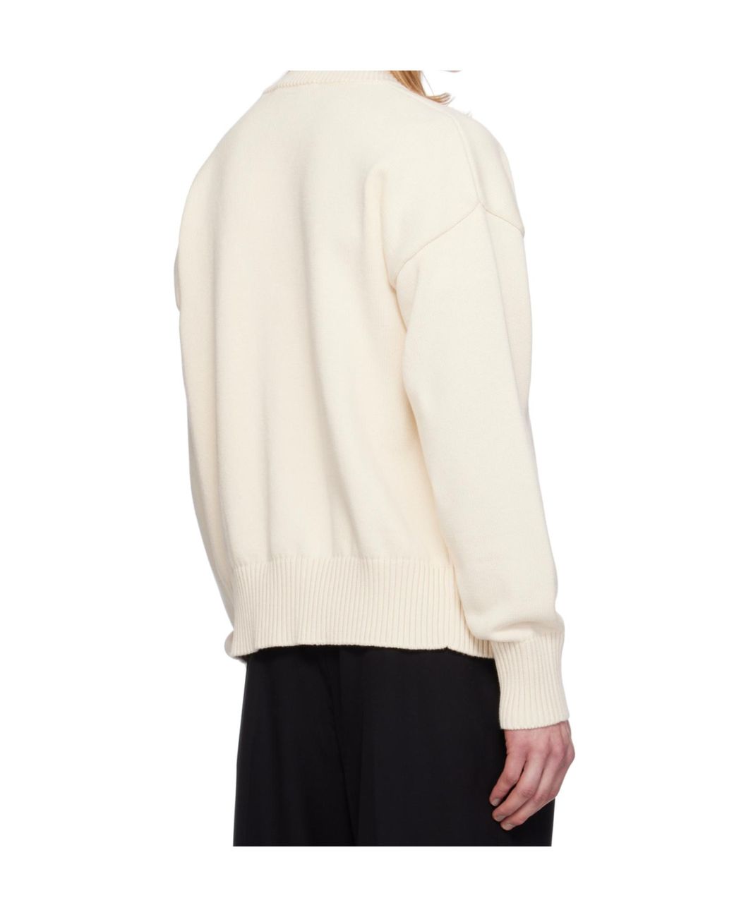 AMI Natural Logo Embroidered Knitted Cardigan for men