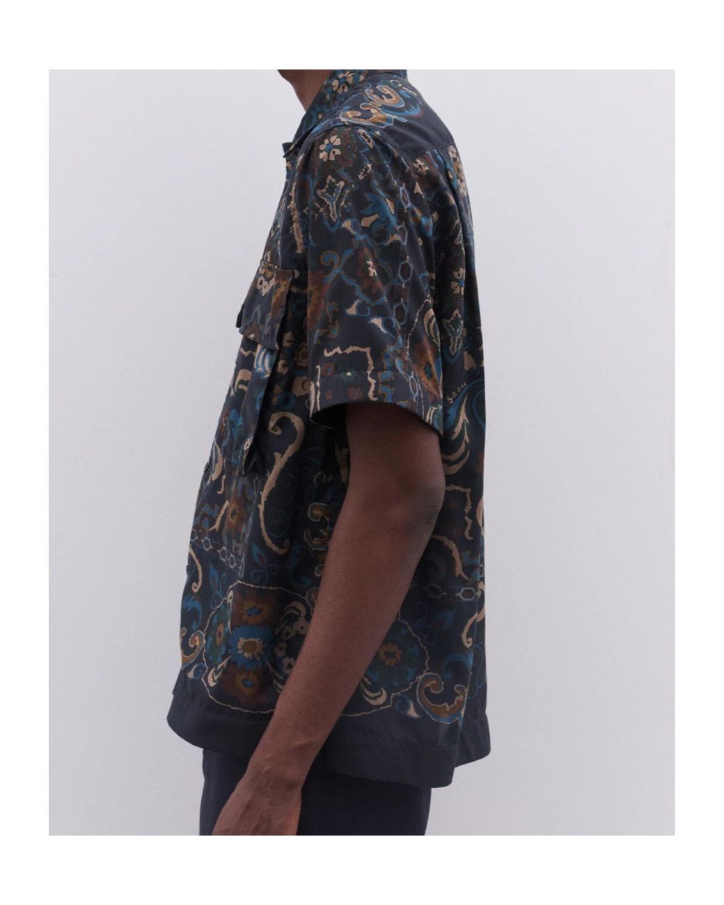 Sacai Blue Paisley-Pattern Pocket Shirt for men