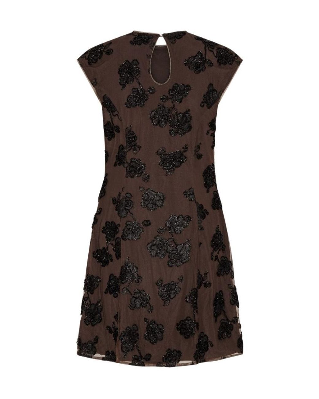 ROTATE BIRGER CHRISTENSEN Black Floral-Motif Mini Dress
