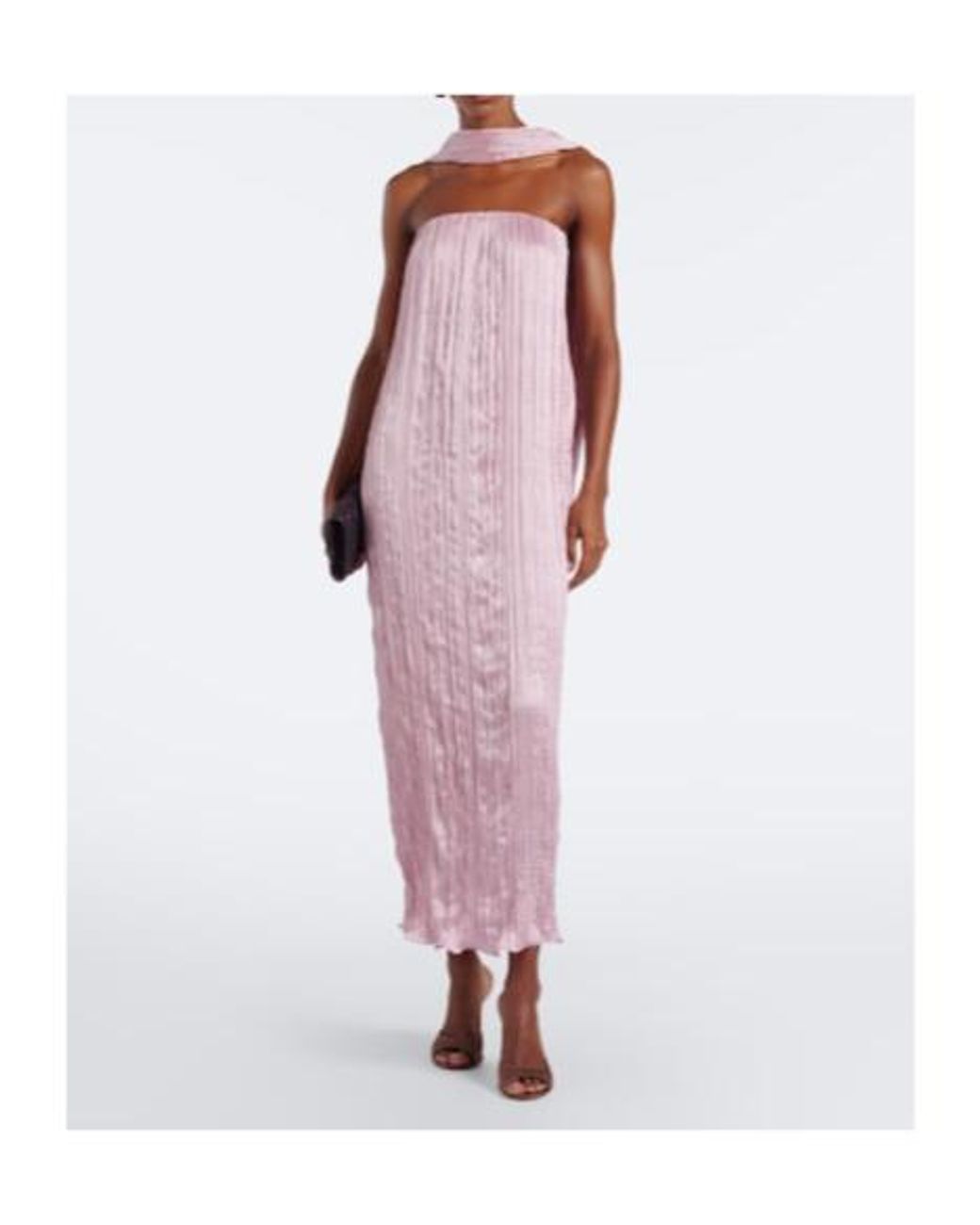 Posse Pink Esme Scarf-Detail Satin Maxi Dress