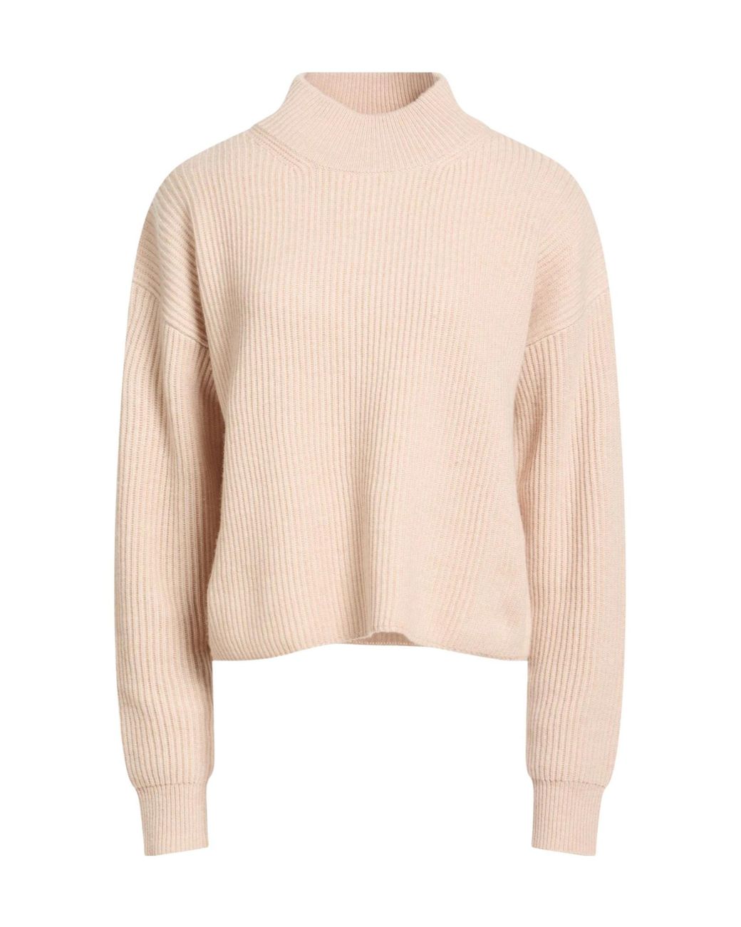 Max Mara Natural Mock-Neck Ribbed Knit Sweater
