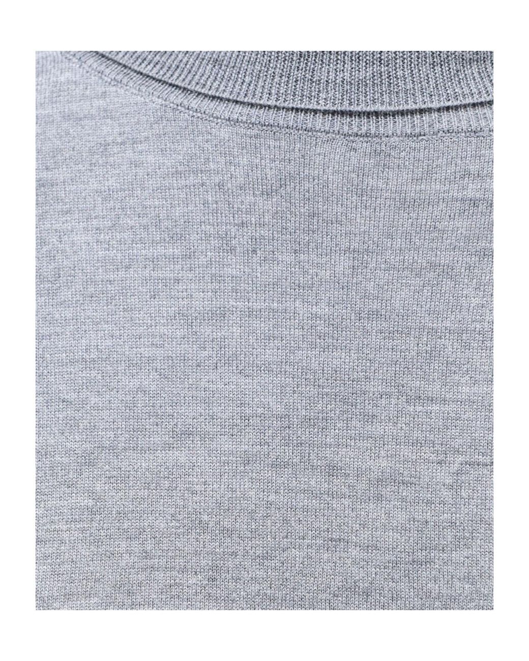 Aspesi Gray Roll-Neck Ribbed-Trim Fine-Knit Top