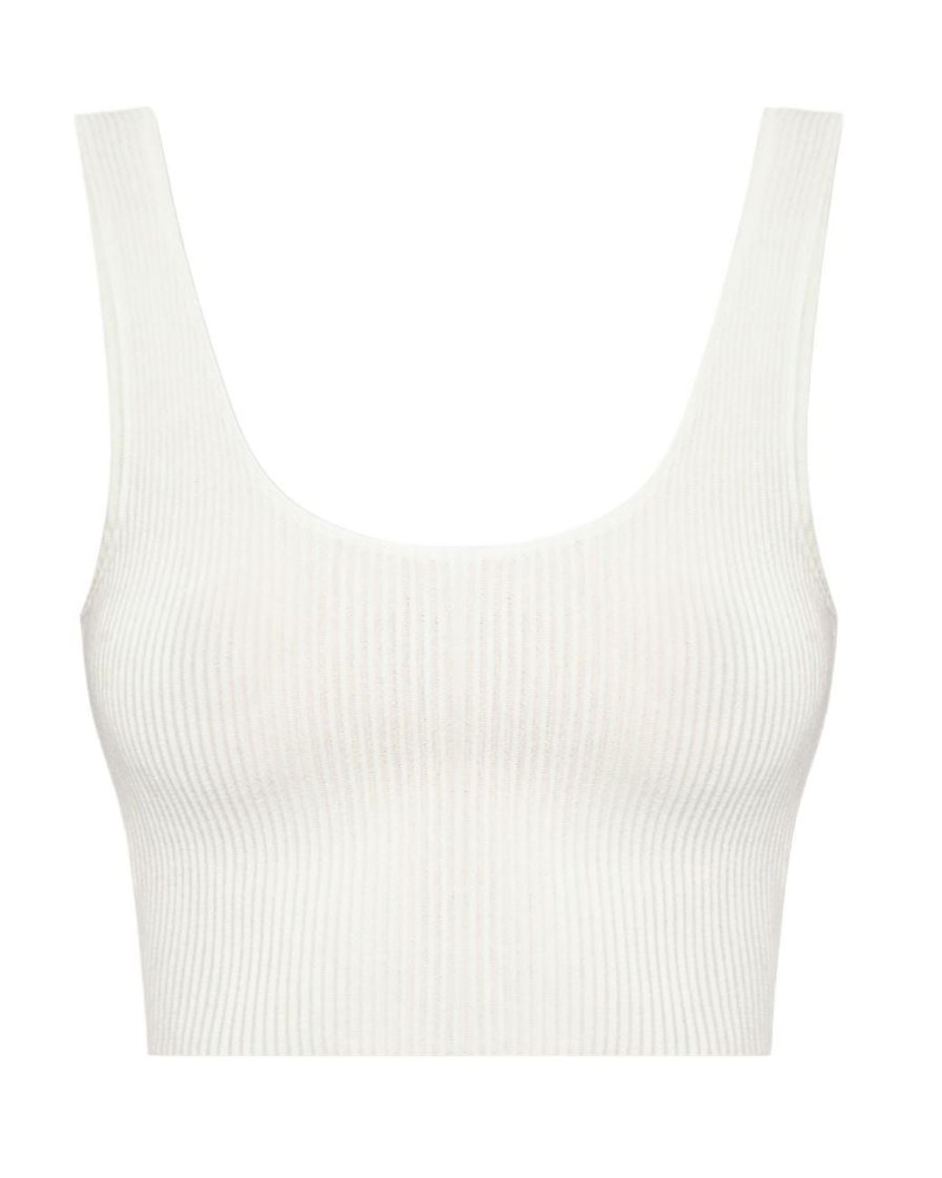 Chloé White Ribbed-Knit Cropped Top
