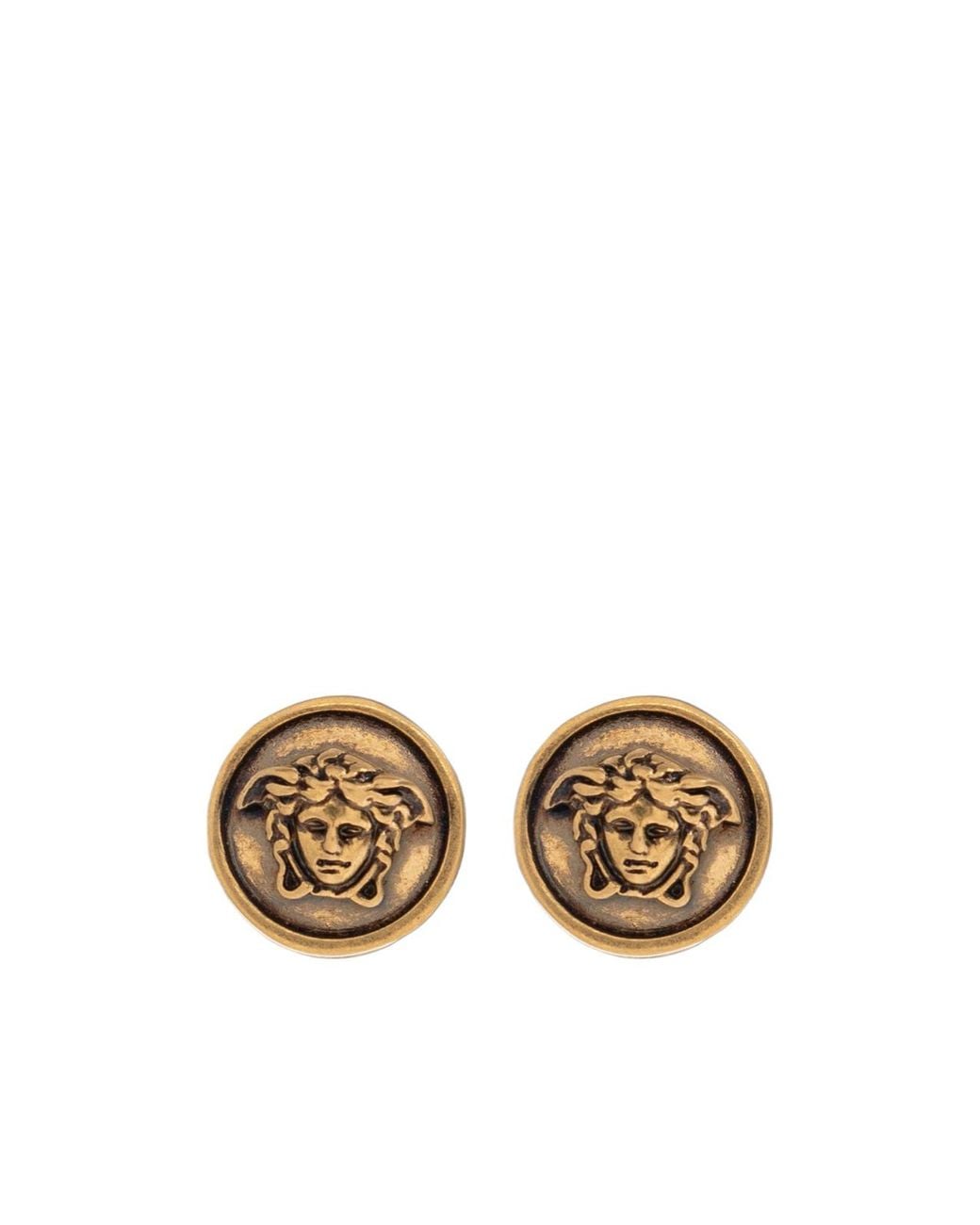 Versace Metallic Medusa Head Earrings