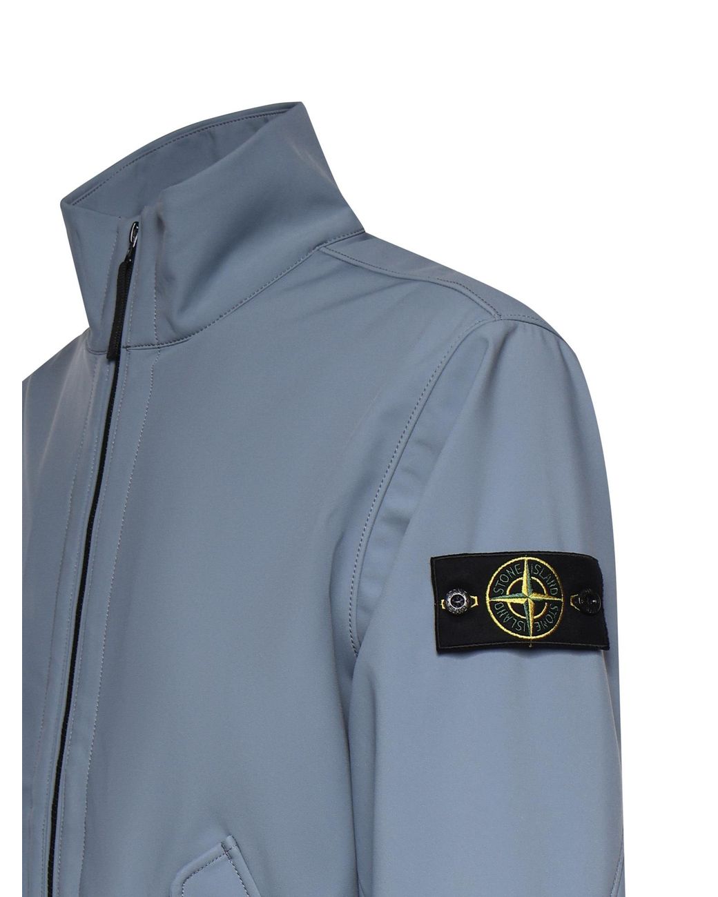 Stone Island Blue High Neck Zip-Up Jacket for men