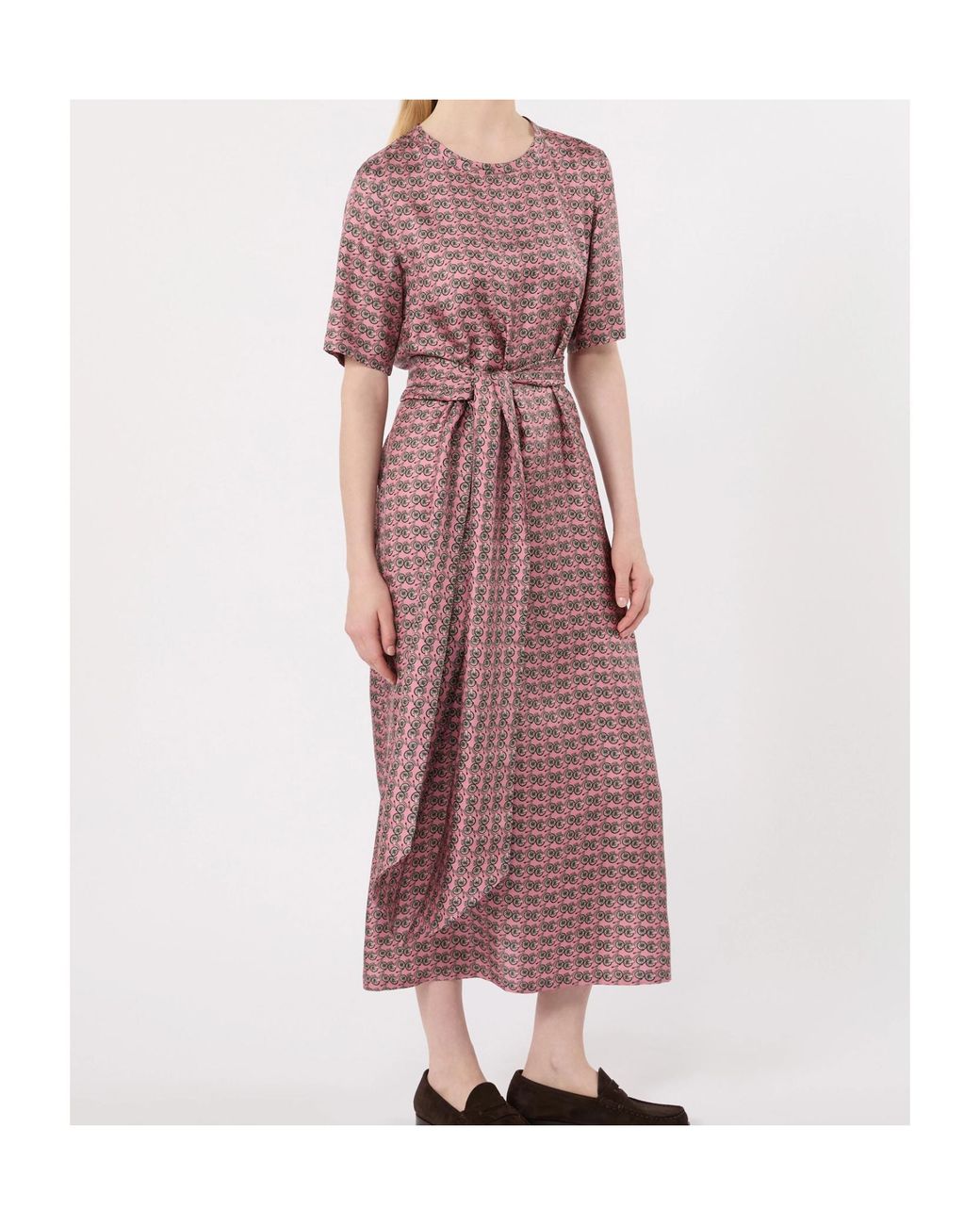 Max Mara Purple Bicycle-Print Silk Dress