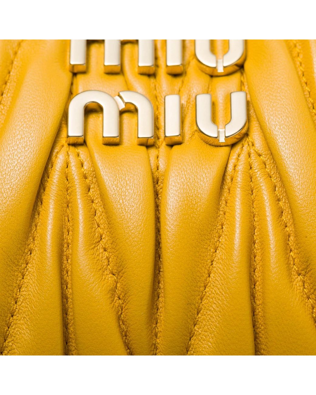 Miu Miu Yellow Wander Matelassé Nappa Leather Hobo Bag