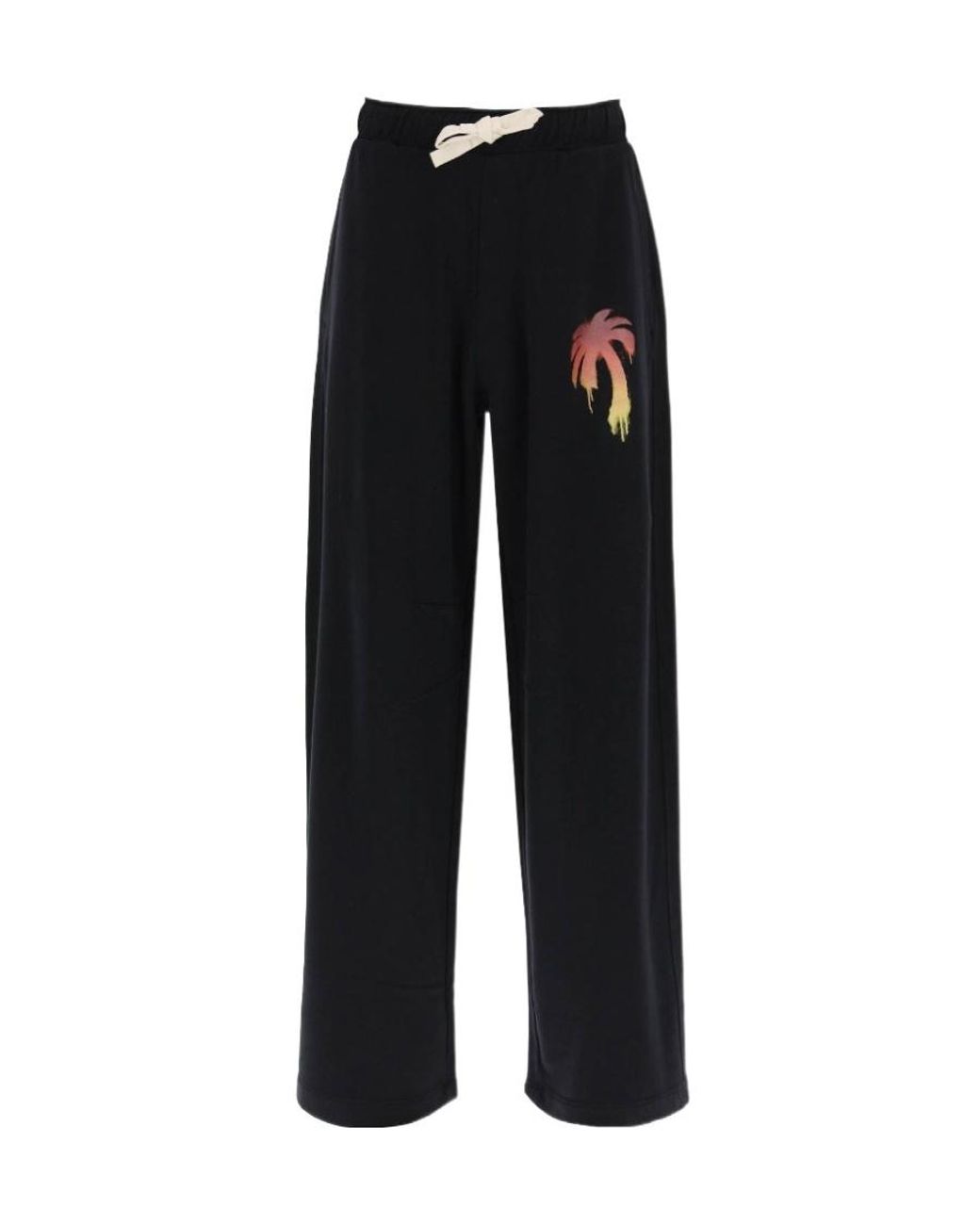 Palm Angels Black I Love Pa Drawstring Wide-Leg Track Pants for men