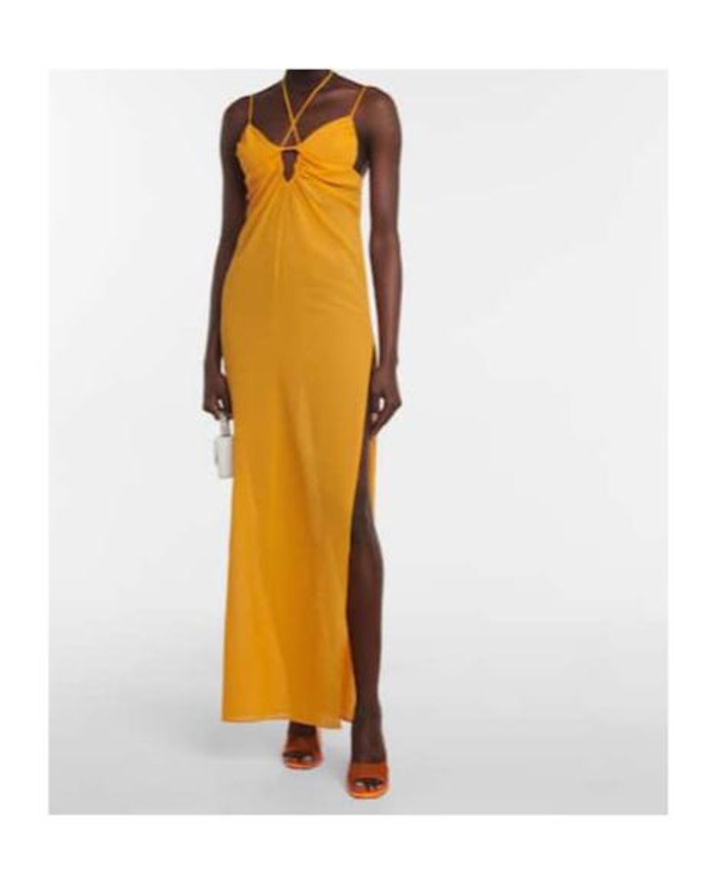 Nensi Dojaka Metallic Cutout Halterneck Maxi Dress