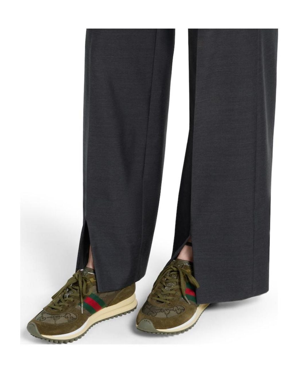 Gucci Green Panelled Lace-Up Sneakers for men