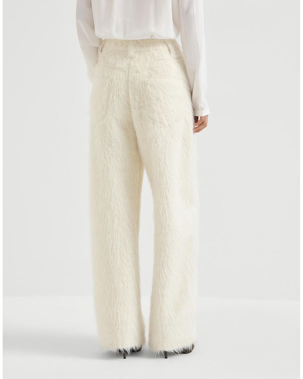 Brunello Cucinelli Natural Faux-Fur Trousers