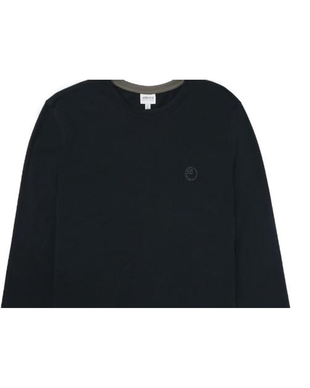Armani Collezioni Blue Dark Logo Long-Sleeved T-Shirt for men
