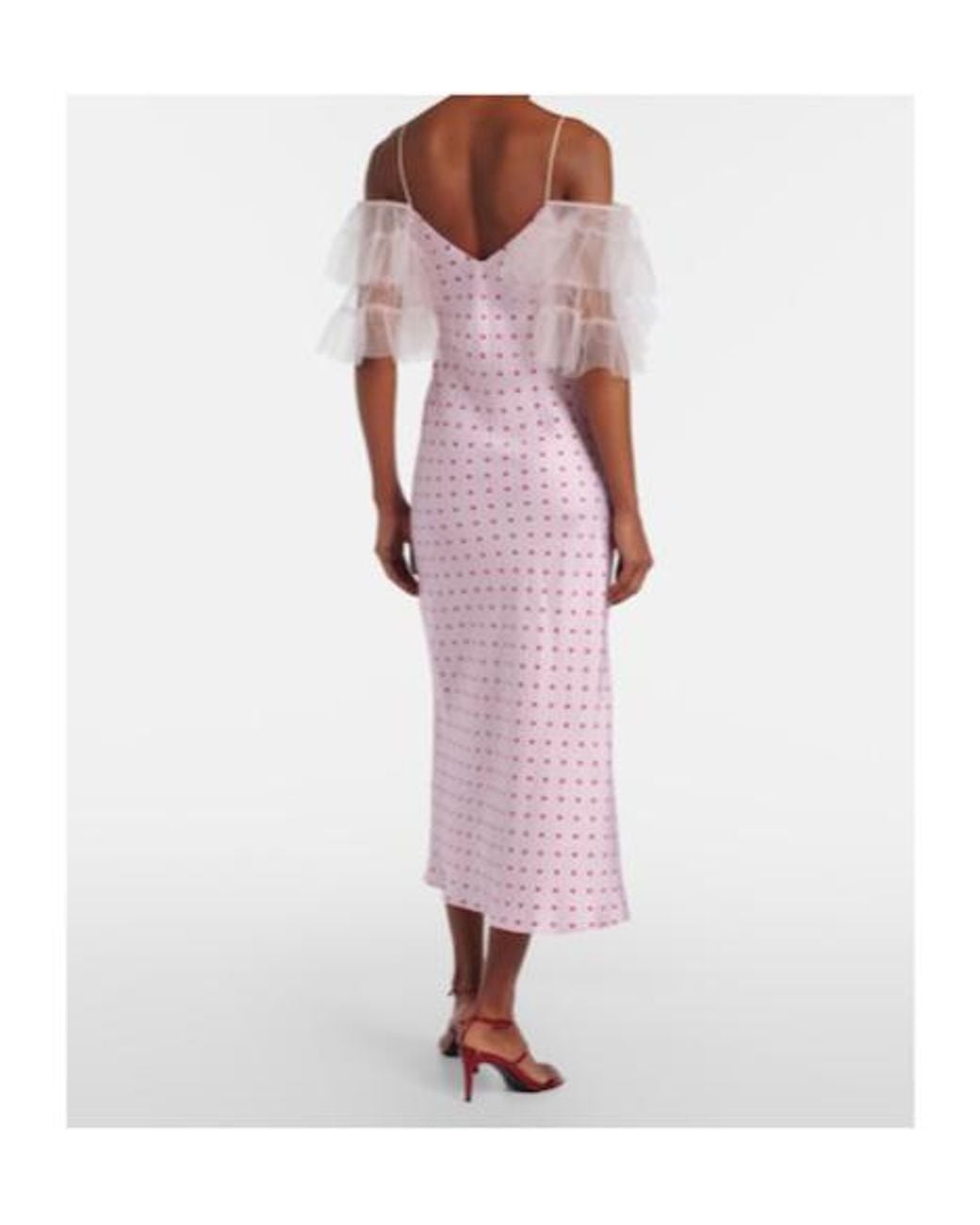 Rodarte Pink Floral-Applique Printed Silk Slip Dress