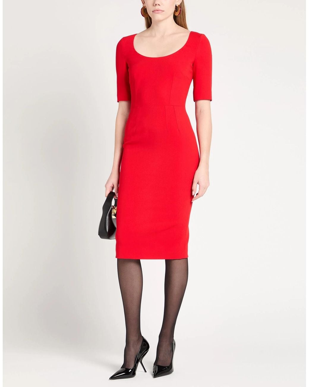 Dolce & Gabbana Red Solid Color Slim-Fit Dress