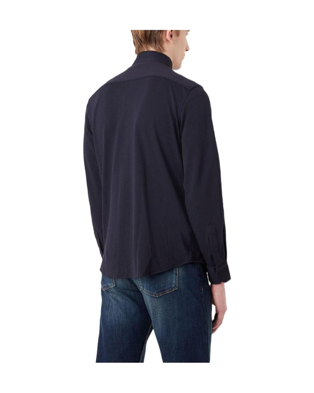 Emporio Armani Blue Standcollar Fullzip Jacket for men