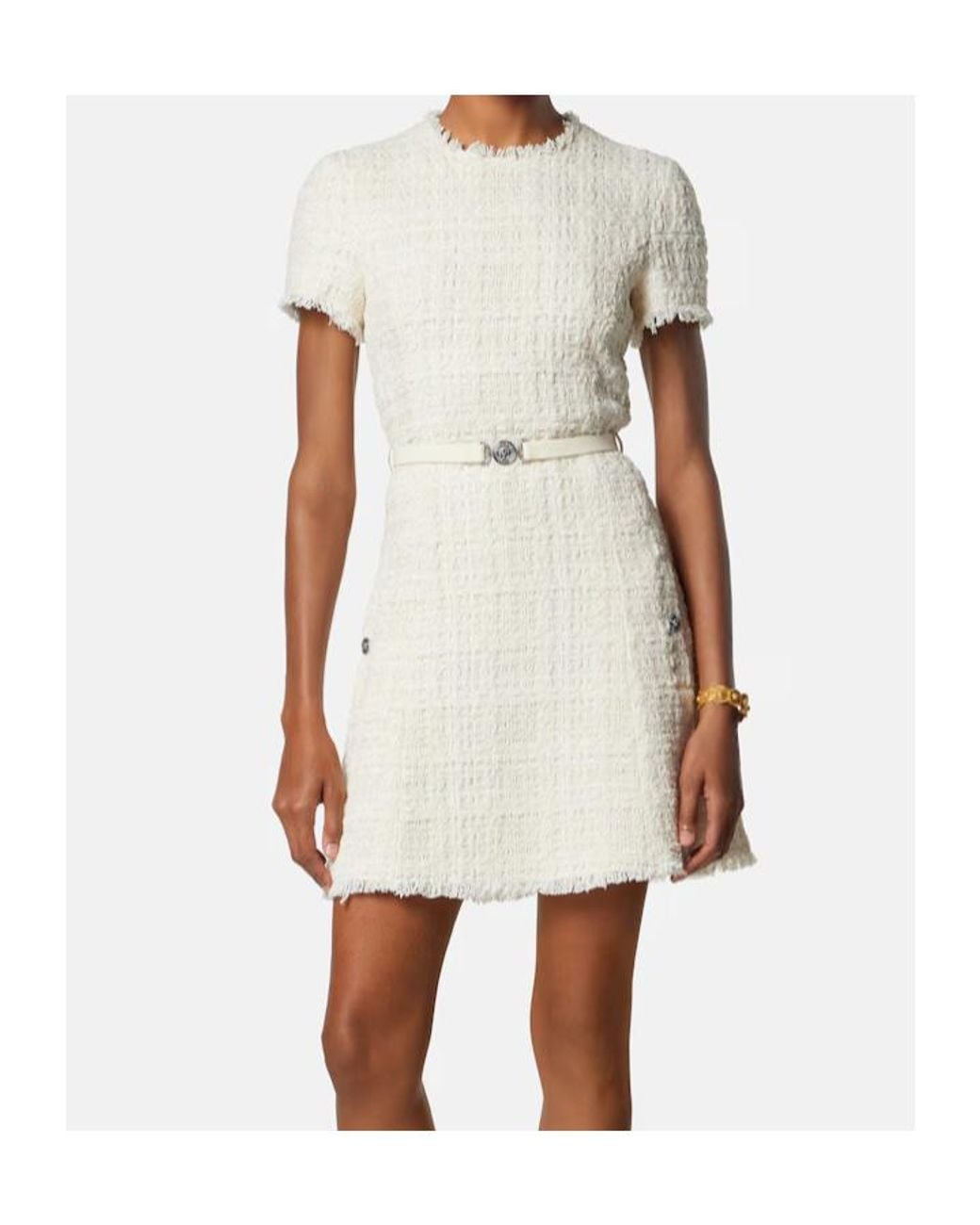 Versace White Tweed Mini Dress