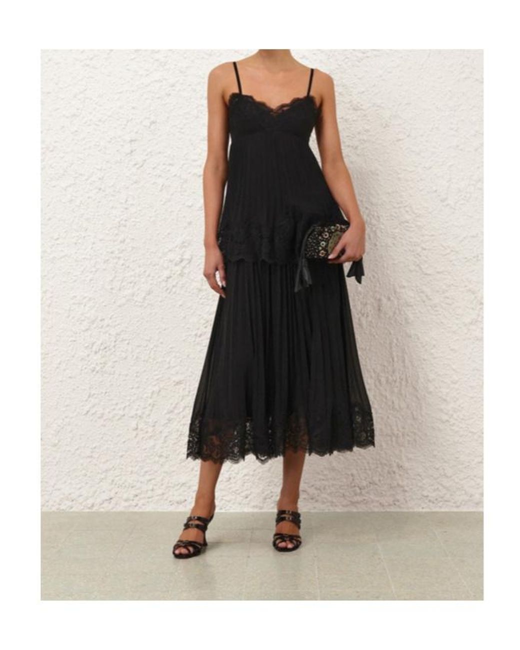 Zimmermann Black Pleated Lace Skirt