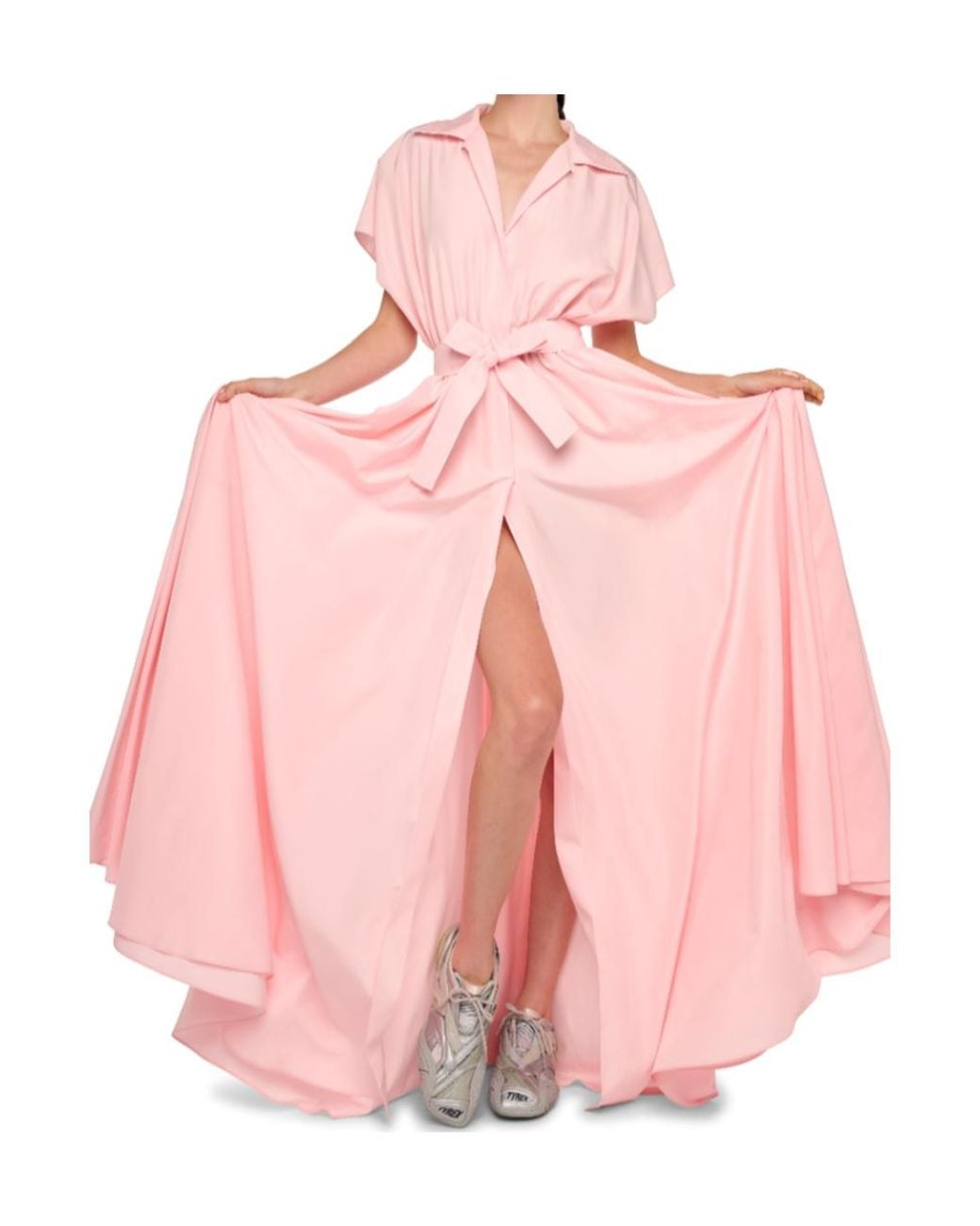 Norma Kamali Pink Super Os Sleeveless Bf Nk Shirt Flared Gown