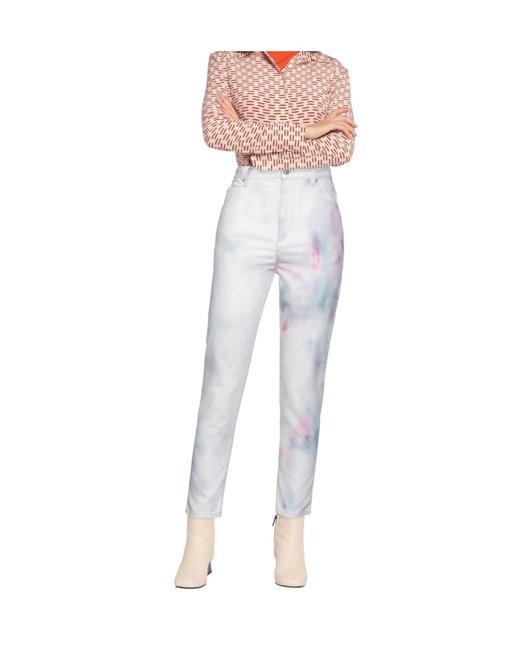Isabel Marant White Multi-Colored Skinny Jeans
