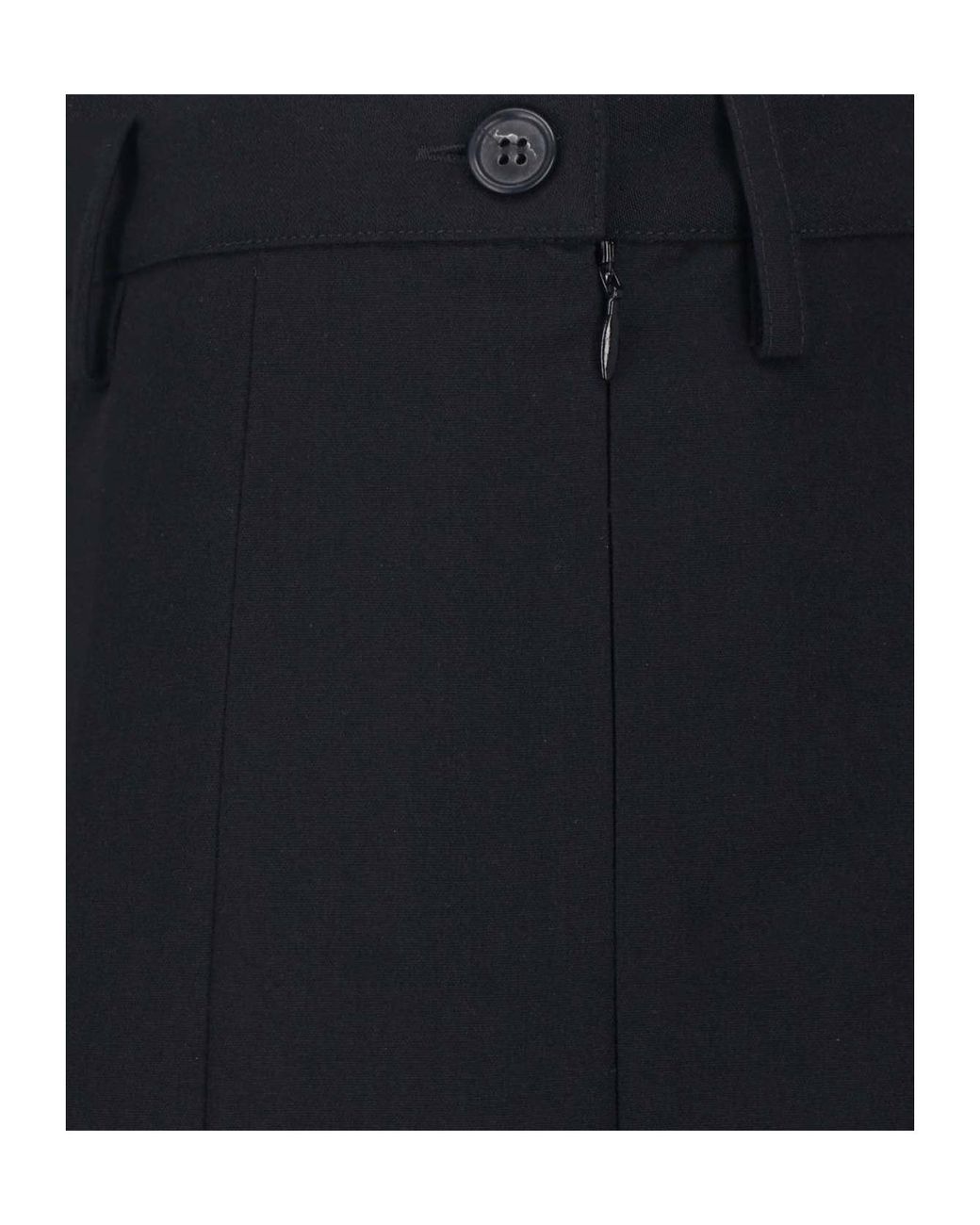 MM6 by Maison Margiela Black Asymmetric Pleated Midi Skirt
