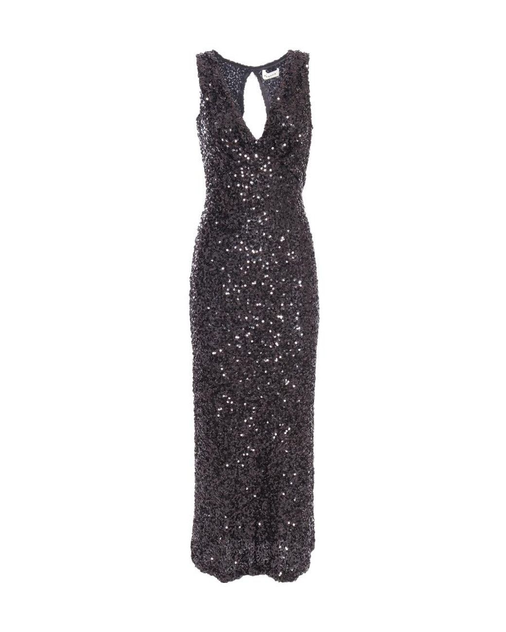 P.A.R.O.S.H. Purple Sequin-Embellished V-Neck Sleeveless Dress