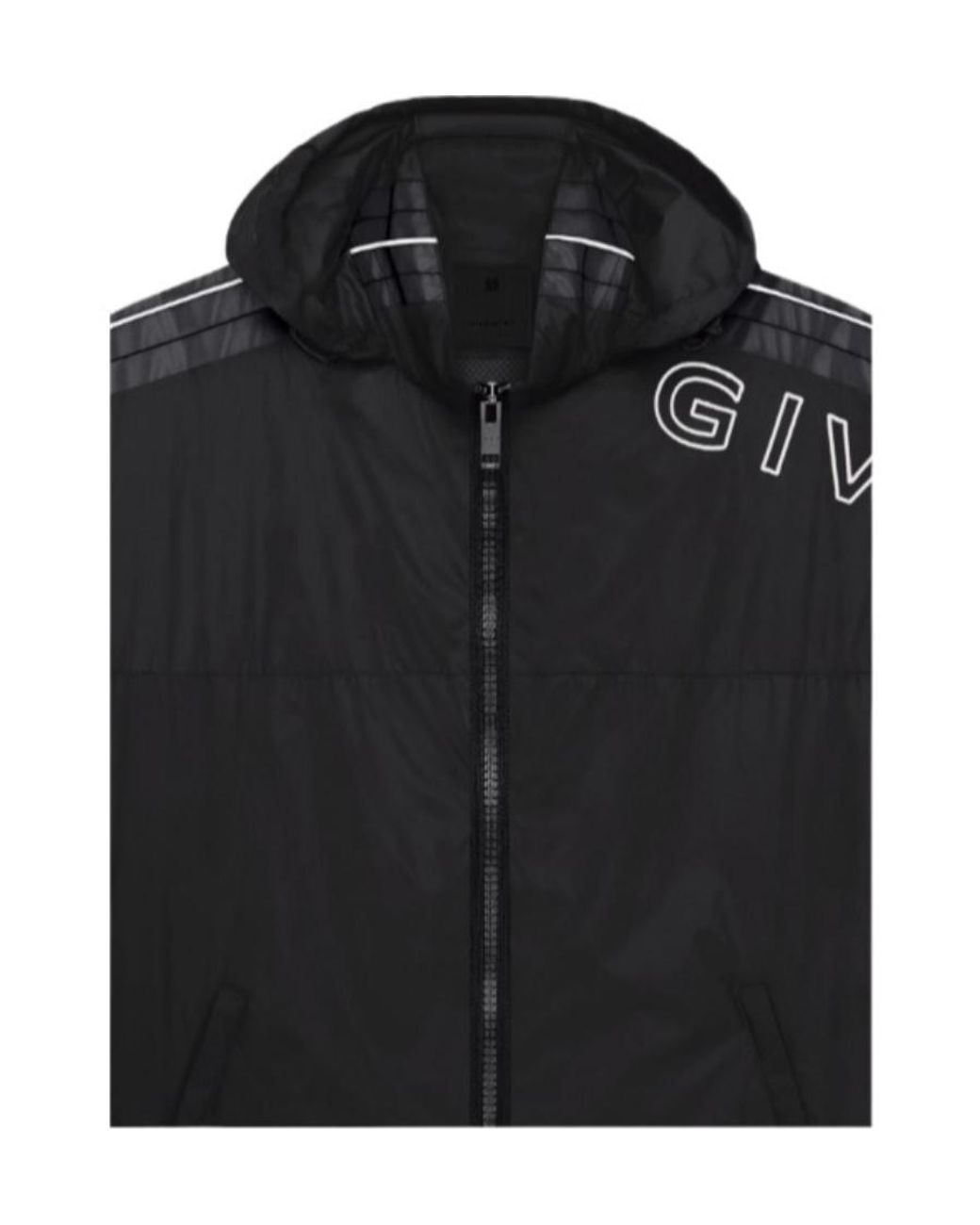 Givenchy Blue Logo Embroidered Hooded Jacket for men