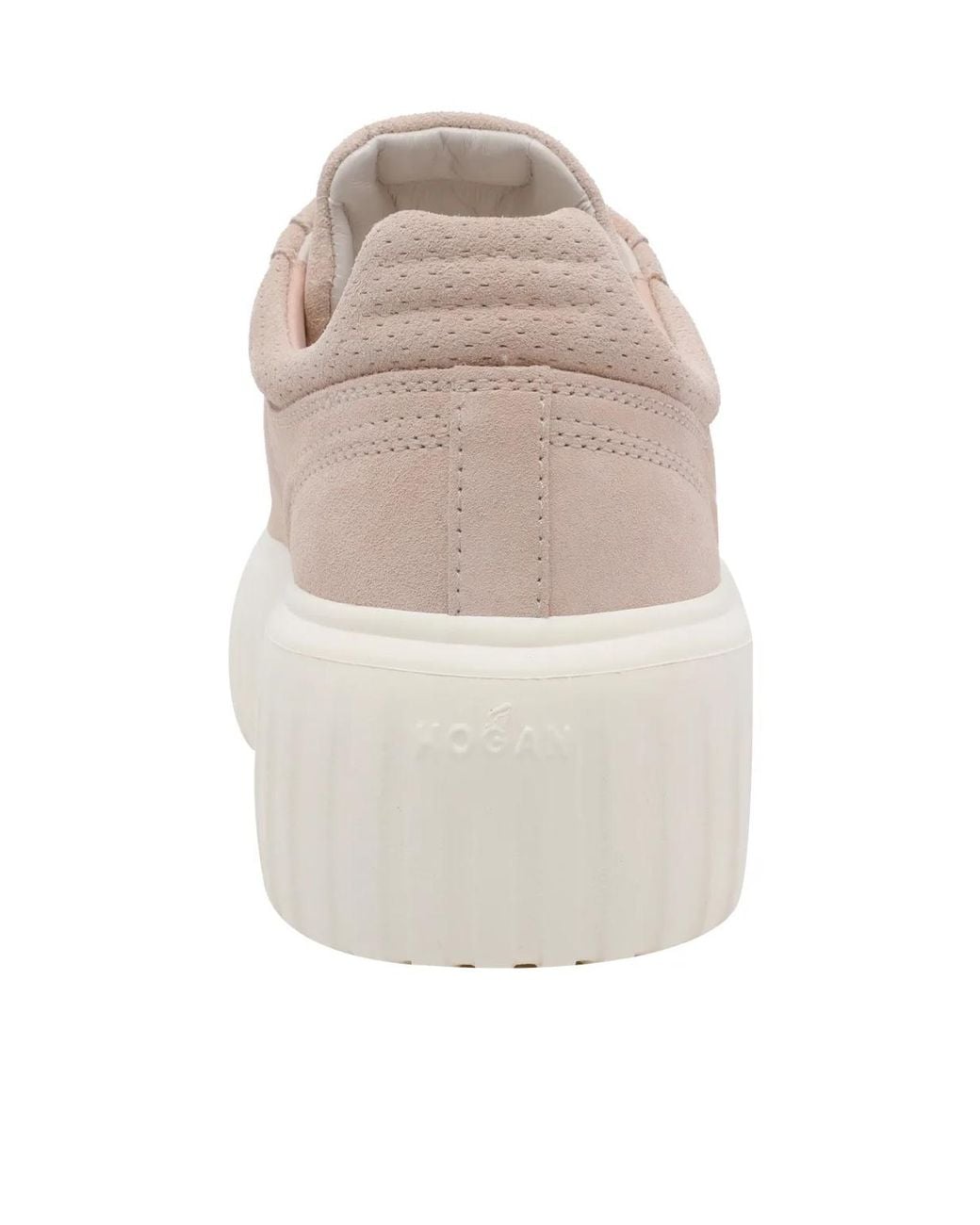 Hogan Pink Blush Low-Top Suede Ribbed Sole Sneakers
