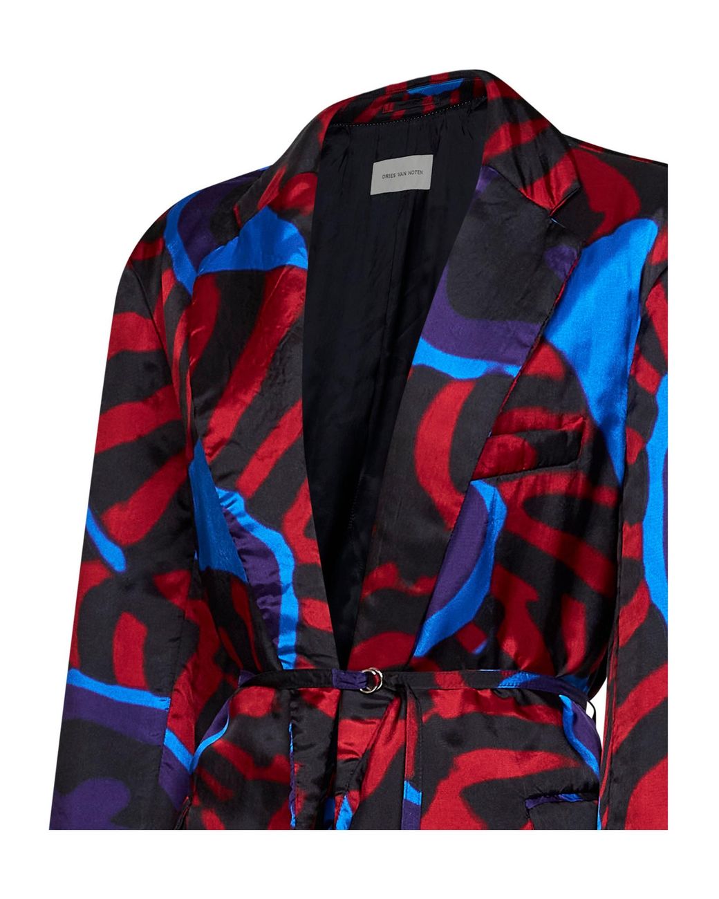 Dries Van Noten Blue Belted Printed Blazer