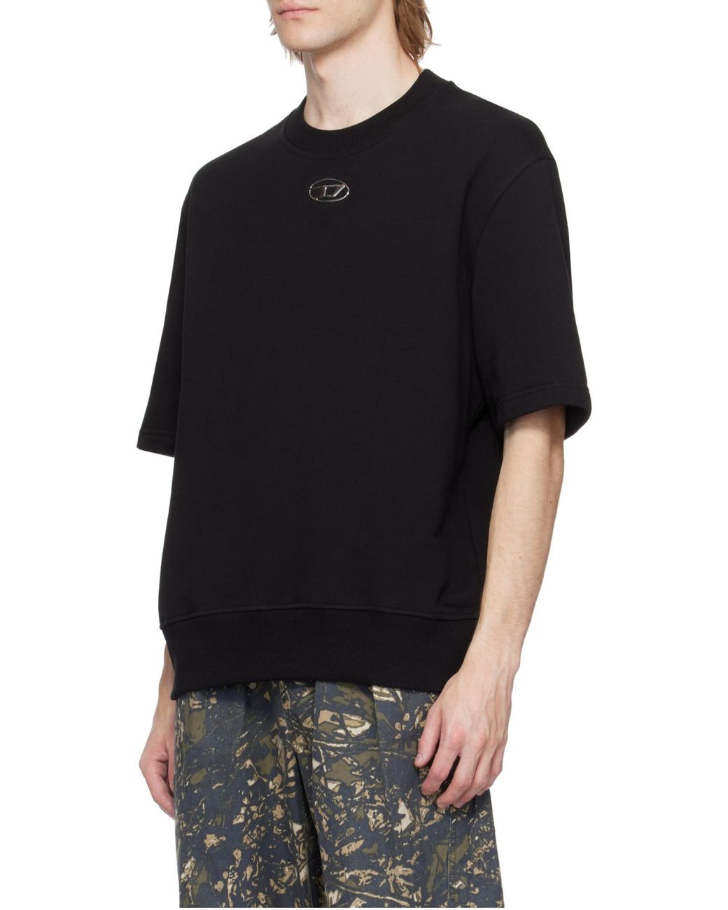 DIESEL Black Oval-D Half-Sleeved T-Shirt for men