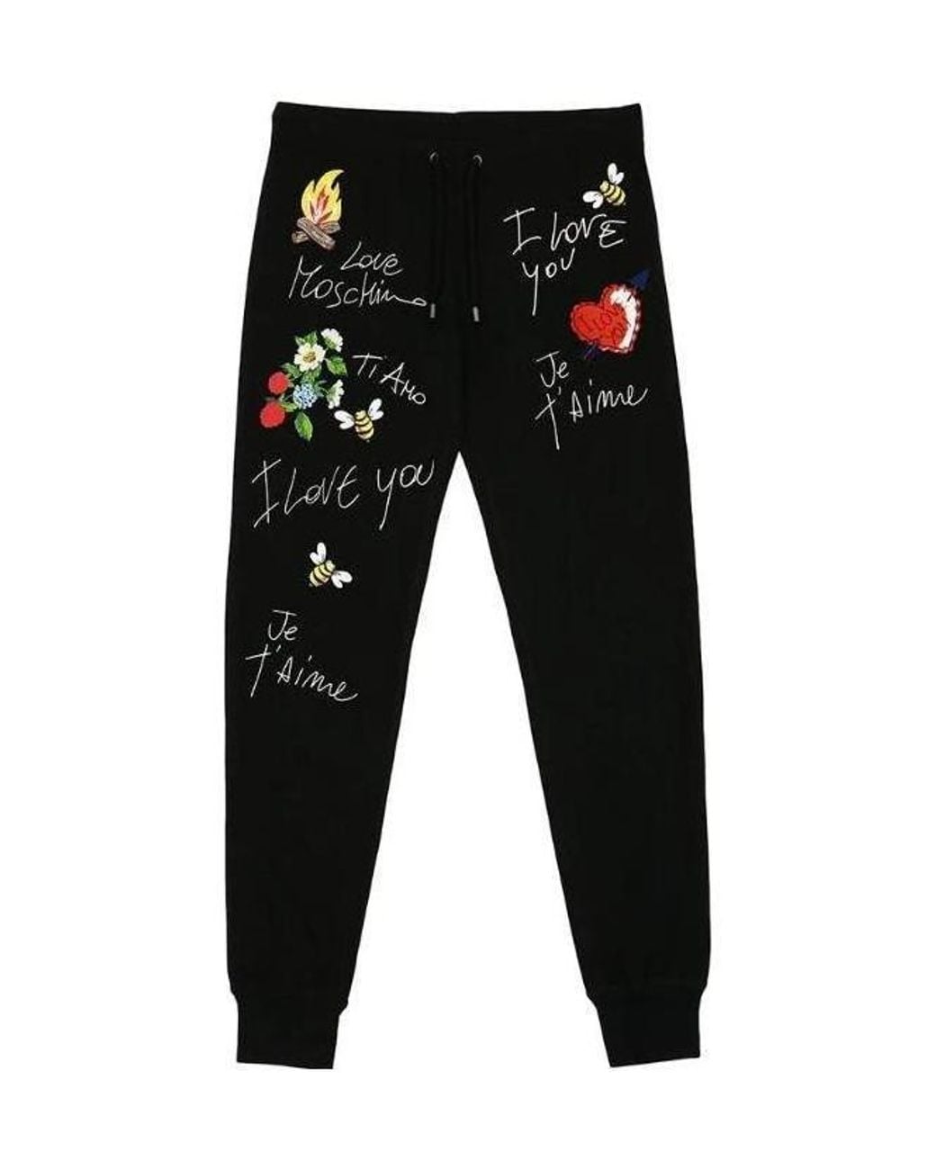 Moschino Black Logo Embroidered Sweatpants