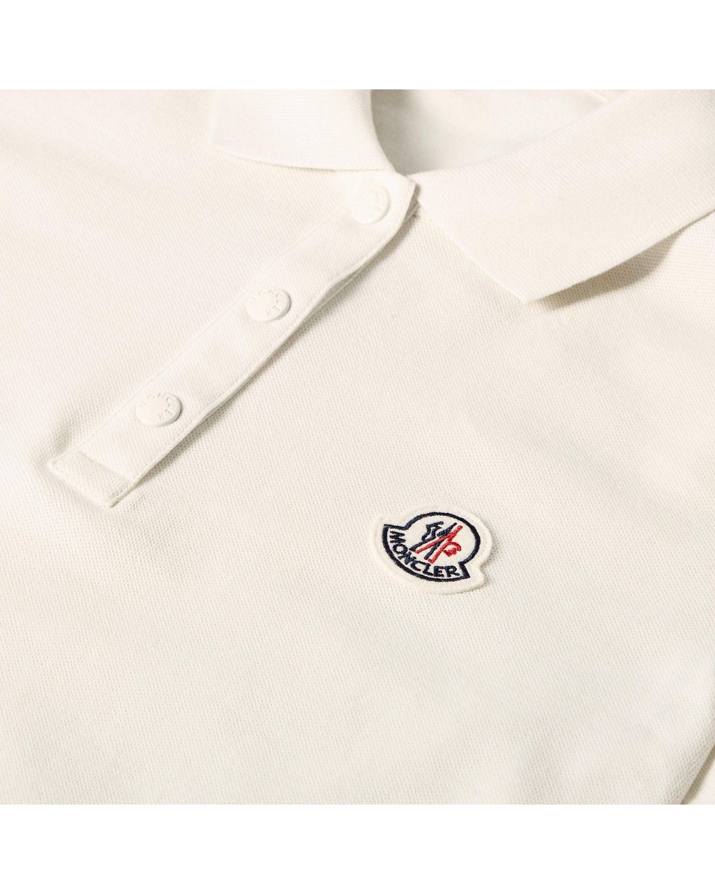 Moncler White Off- Short-Sleeved Polo Shirt