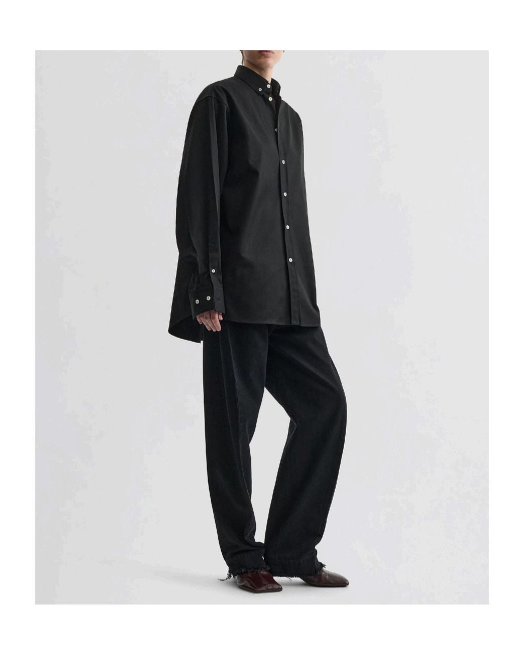Phoebe Philo Black Cotton Button-Down Shirt