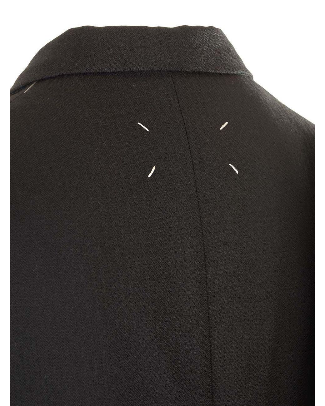 Maison Margiela Black Herringbone Single-Breasted Blazer for men