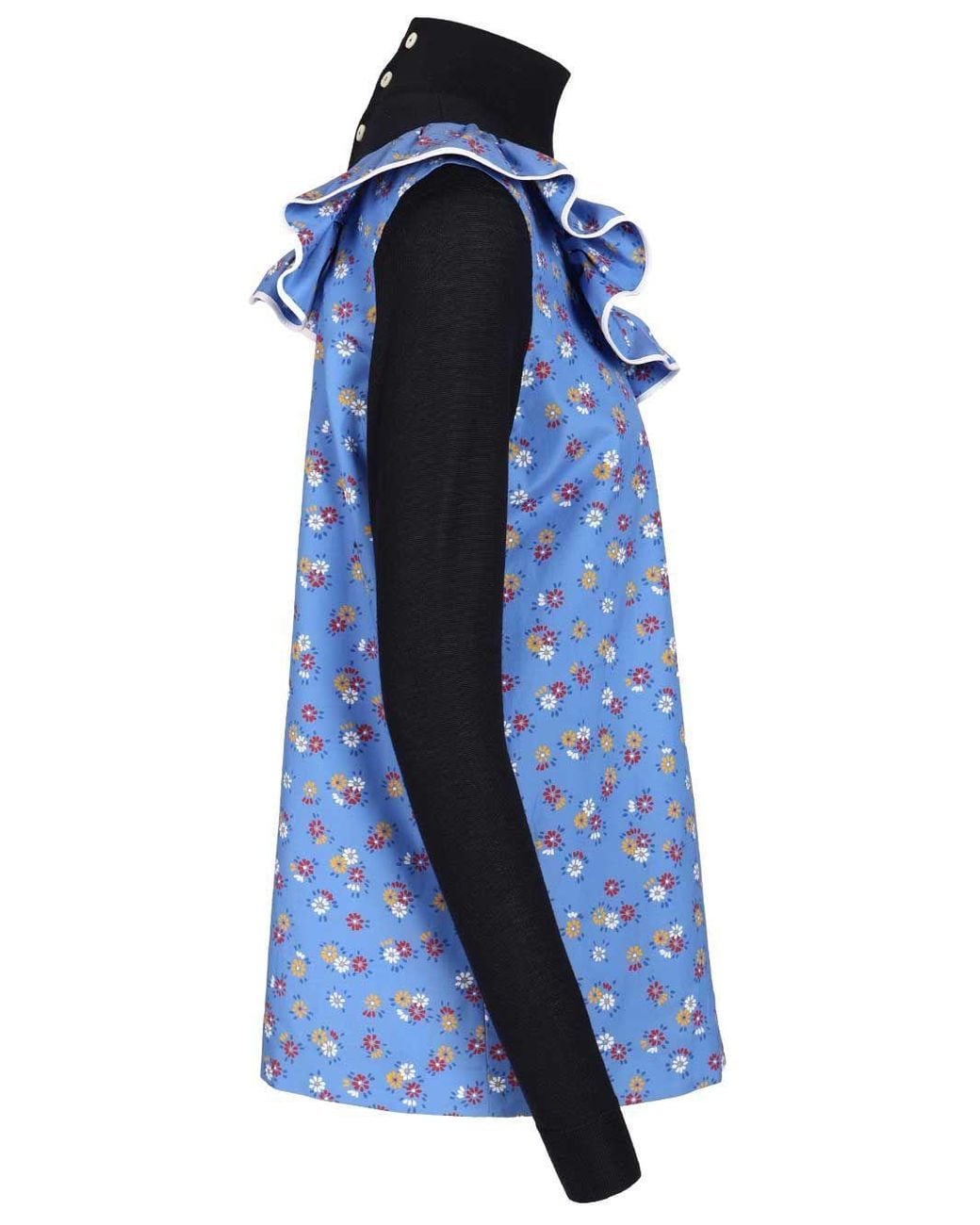 Miu Miu Blue Floral-Motif Popeline Top