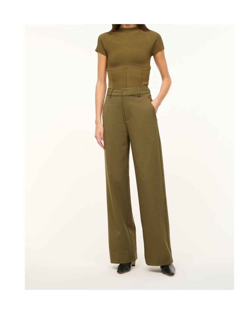 Staud Green Belt Loop Casual Trousers