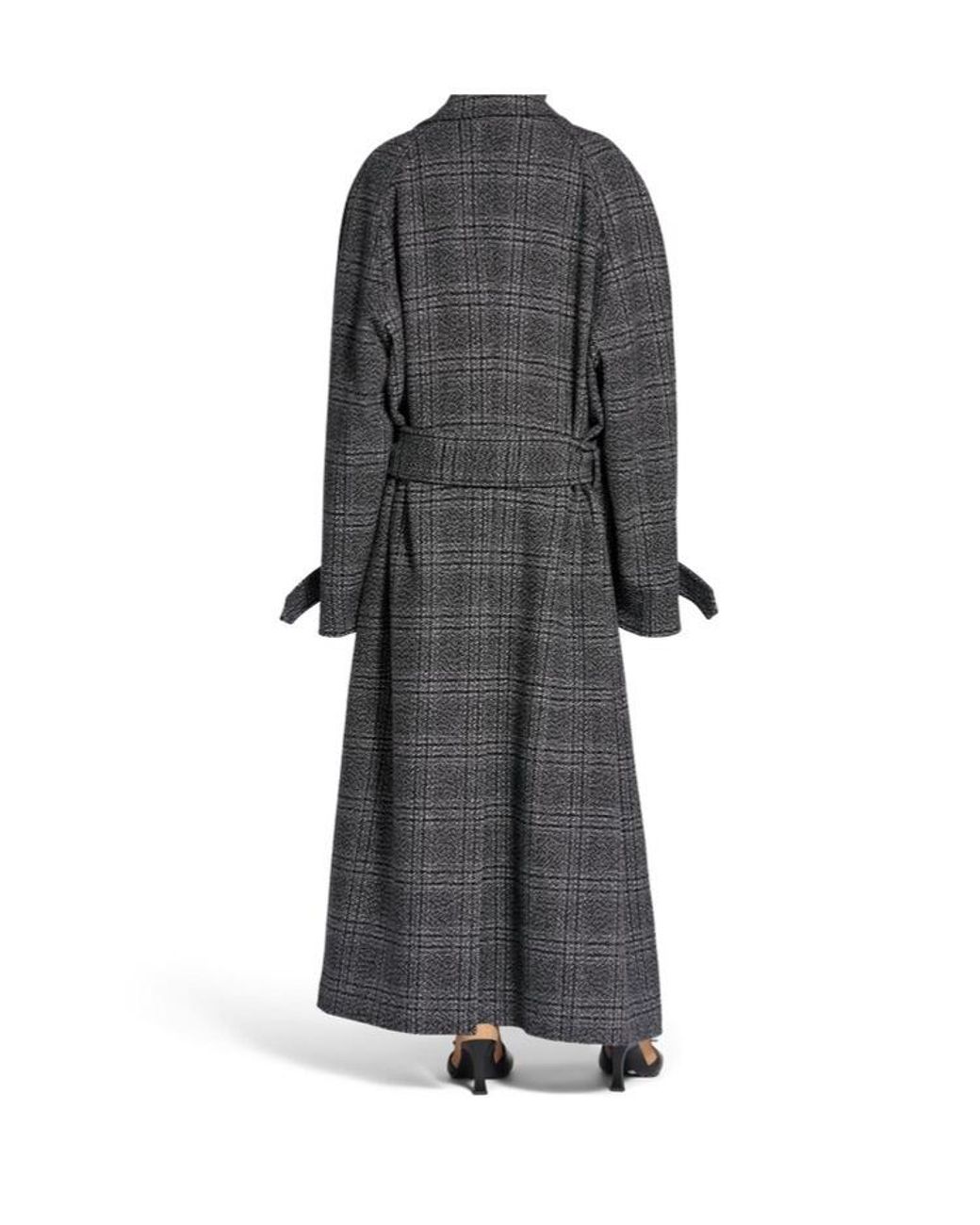 Balenciaga Gray Vintage Checked Belted Coat for men