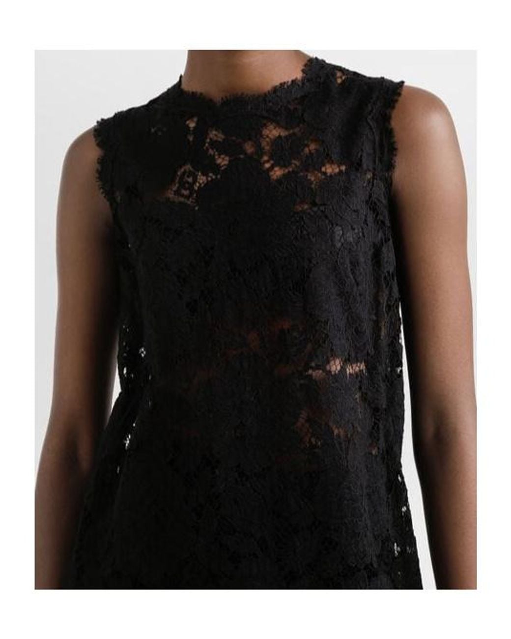 Dolce & Gabbana Black Dna Lace Detailed Mini Dress