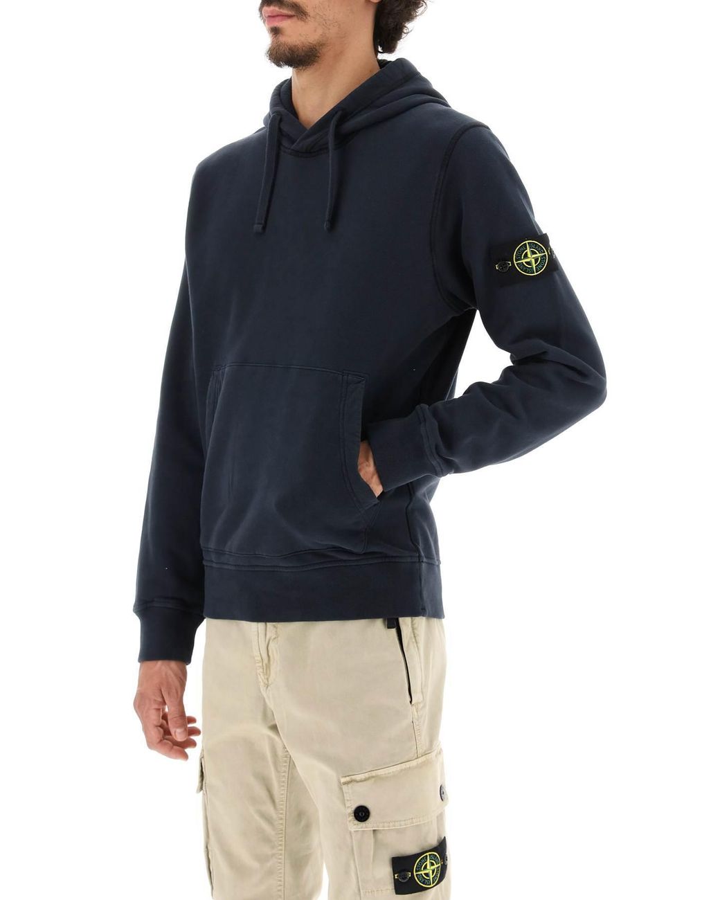Stone Island Blue Hooded Sweater for men