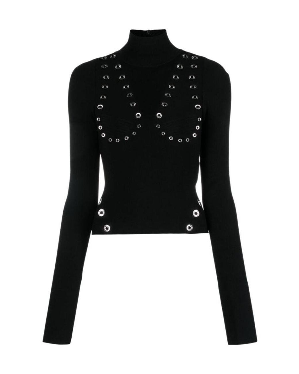 Off-White c/o Virgil Abloh Black Embellished High Neck Long-Sleeved Jumper