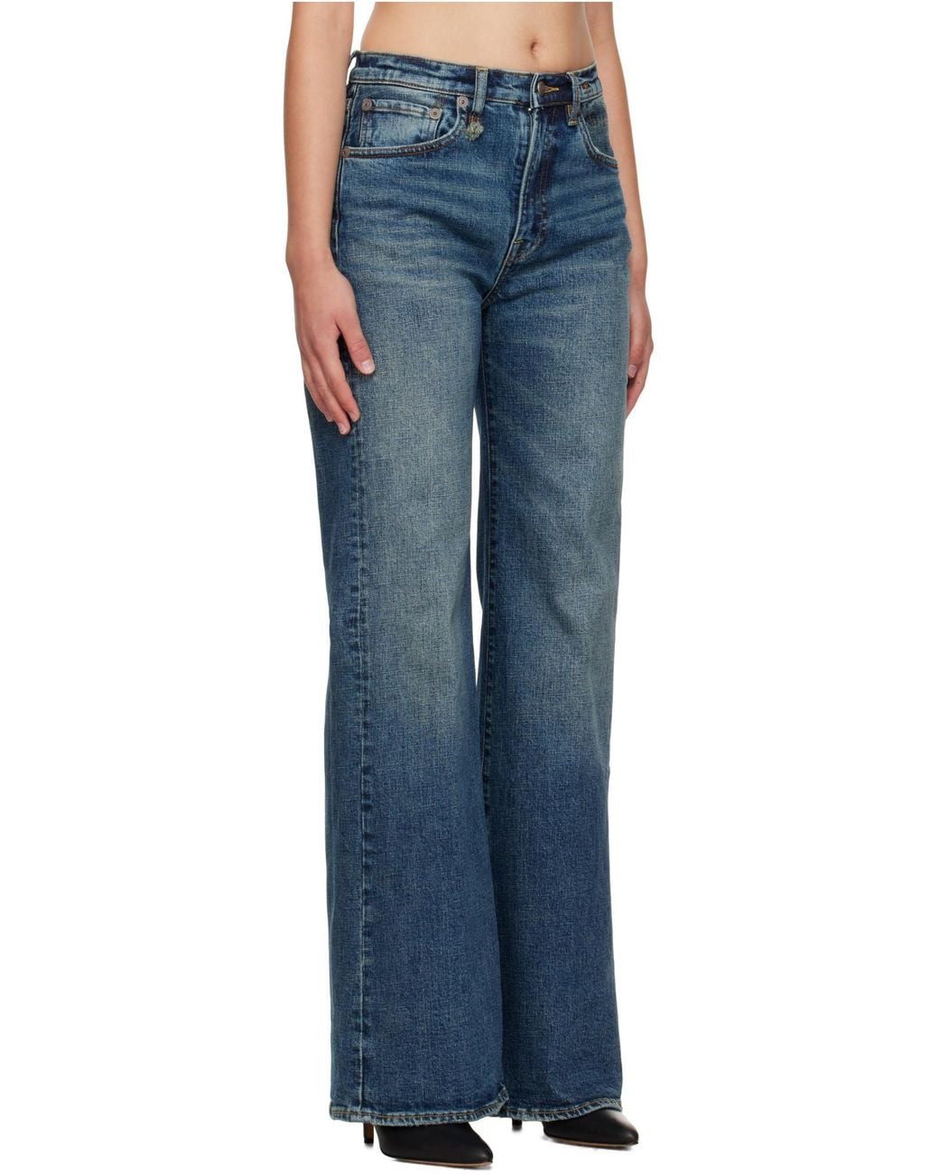 R13 Blue Logo-Patch Straight-Leg Jeans