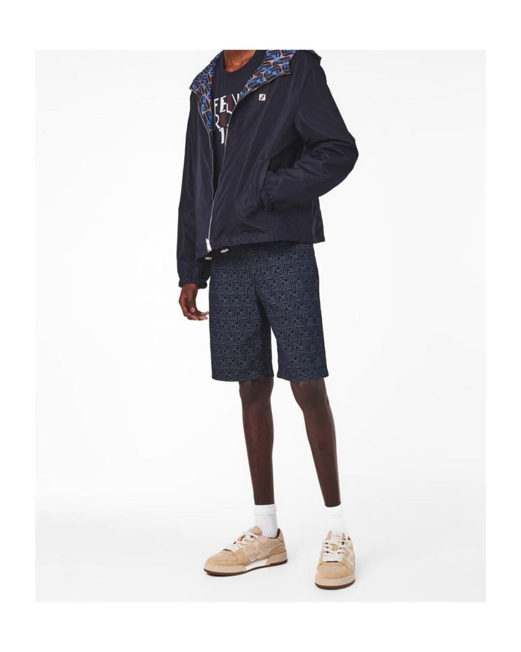Fendi Natural Lace-Up Front Low-Top Sneakers for men