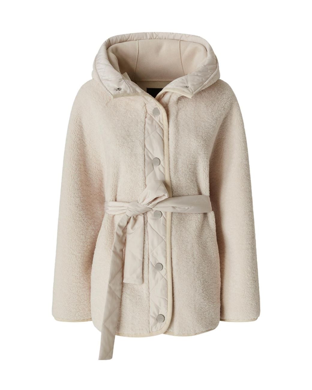Pinko Natural Long Sleeved Hooded Snapped Jacket
