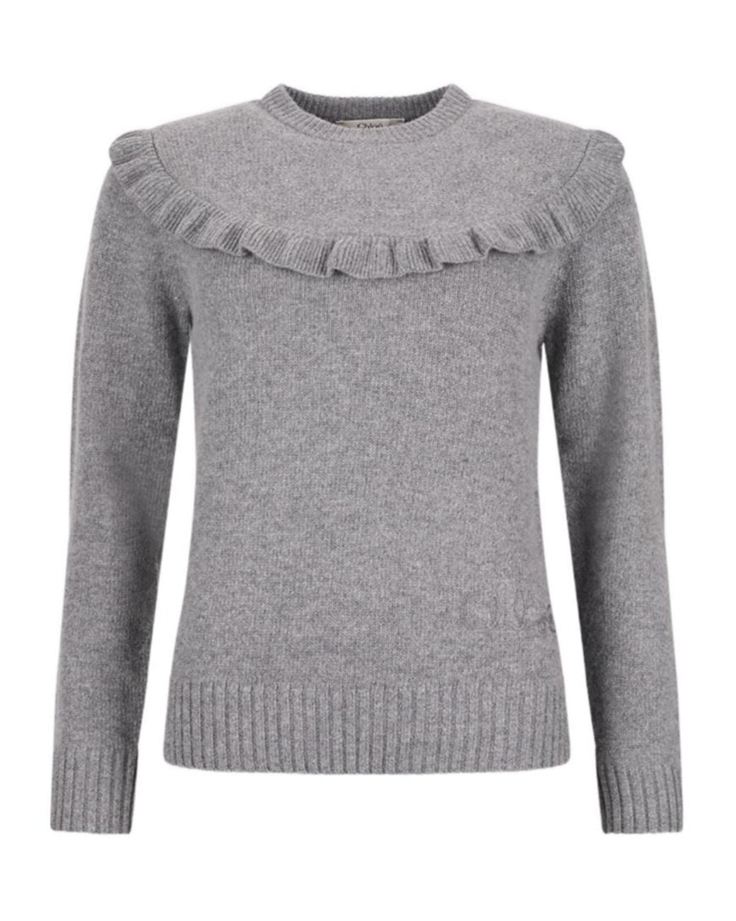 Chloé Gray Long-Sleeve Knit Top