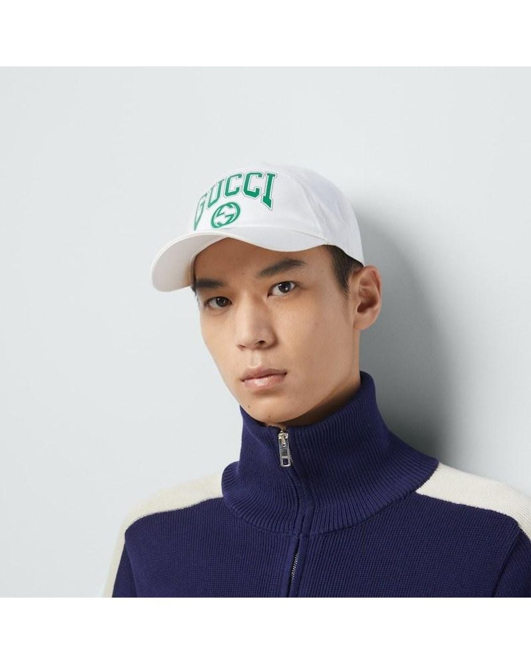 Gucci White Logo Patch College Baseball Cap for men